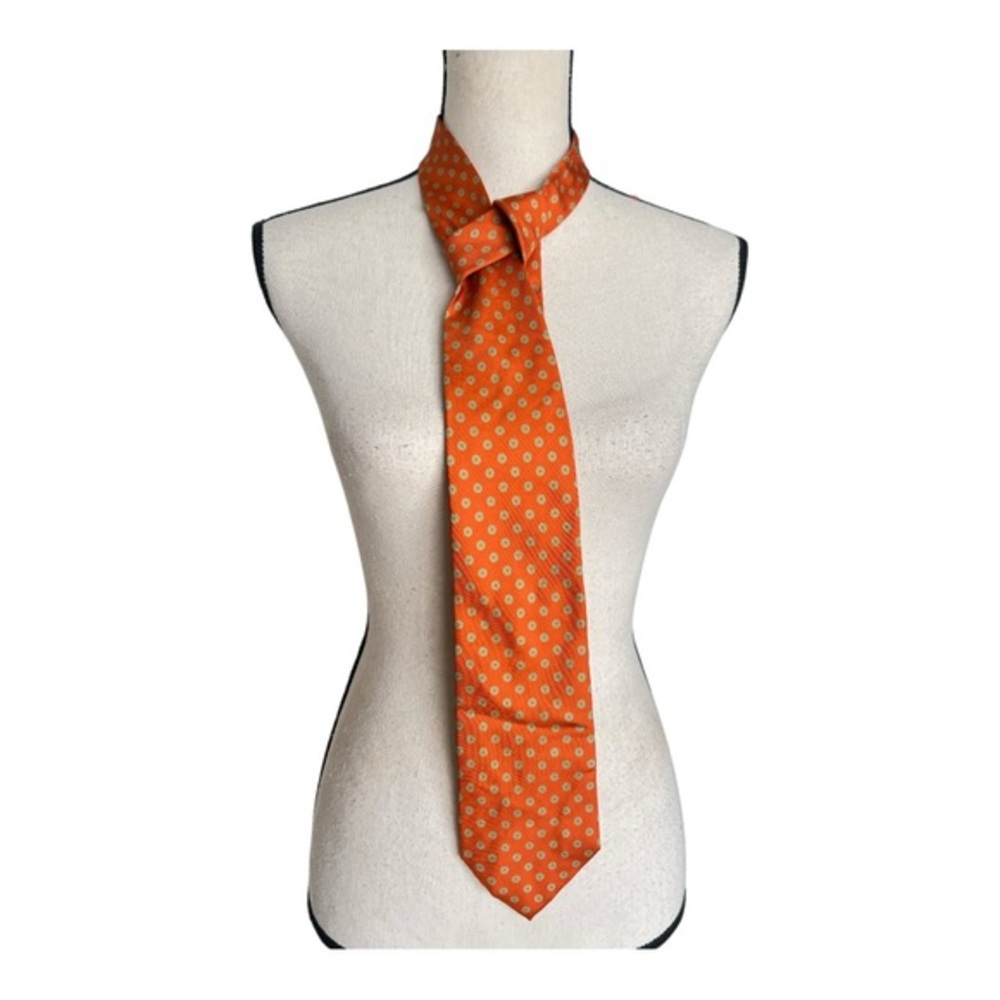 Etro 100% Silk Orange Geometric Men's Tie